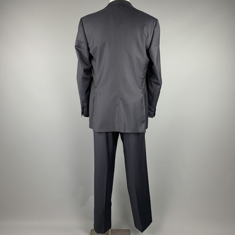 CANALI Size 42 Long Navy Wool Notch Lapel Suit