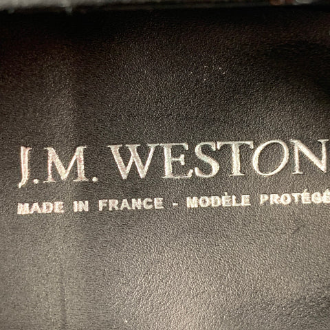 J.M. WESTON Size 6 Black Suede Leather Penny Loafers