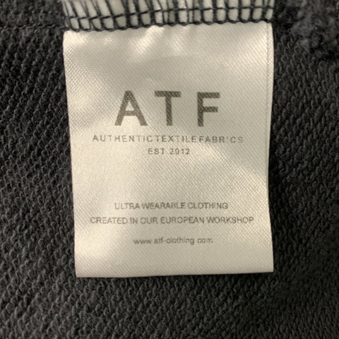 ATF Size L Charcoal White Color Block Cotton Crew-Neck Sweatshirt