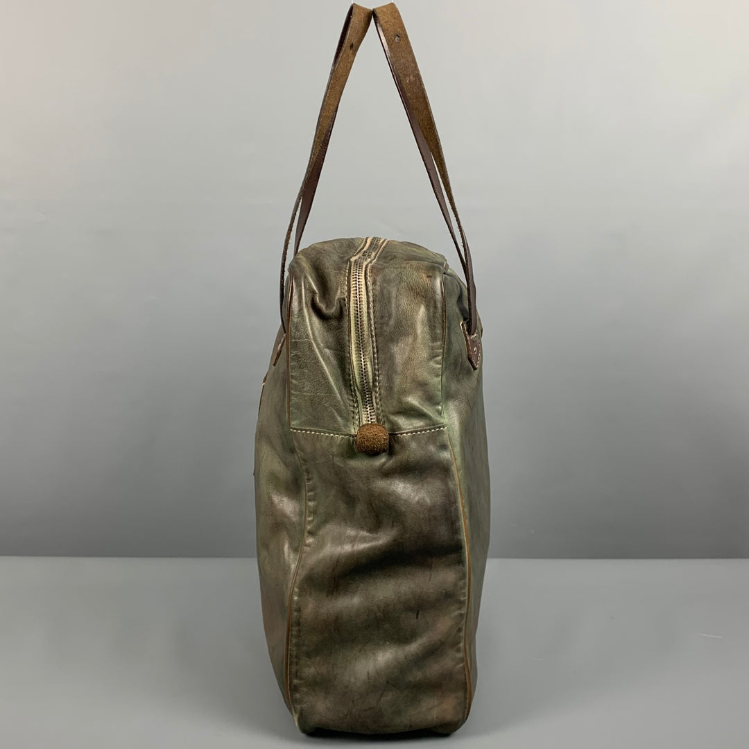 Bolso NUMERO 10 de piel desgastada gris verde