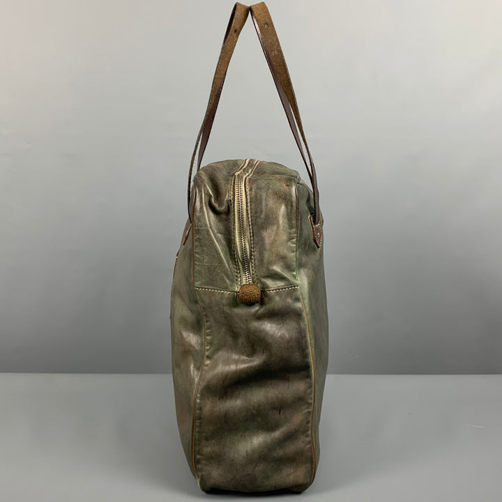 Bolso NUMERO 10 de piel desgastada gris verde