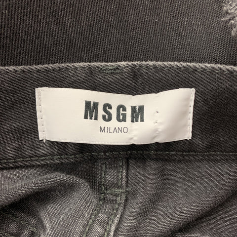 Vaqueros con bragueta y cremallera de mezclilla desgastada negra talla 30 de MSGM