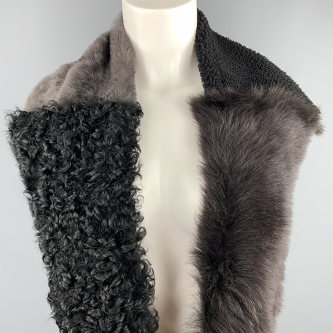 OWEN BARRY Black & Gray Patchwork Shearling & Fur Scarf