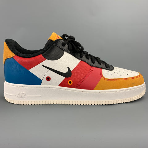 NIKE Air Force 1 Low PRM Talla 11 Zapatillas de deporte con cordones de cuero con bloques de color multicolor
