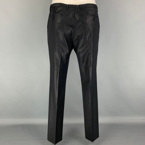 CALVIN KLEIN COLLECTION Size 44 Black Wool Notch Lapel Suit