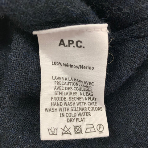 A.P.C. Size XL Navy Merino Wool Polo Pullover