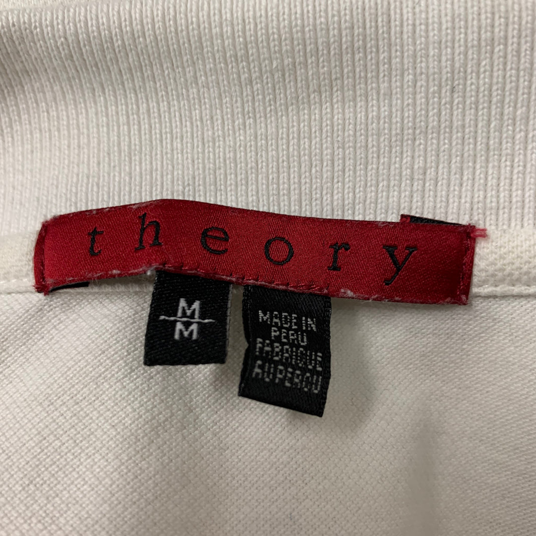 THEORY Size M White Solid Cotton Polo