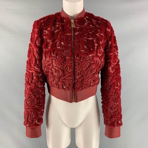 LA PERLA Chaqueta bomber bordada de poliéster y algodón roja y blanca talla 2