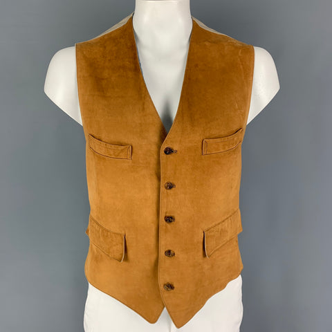 FACONNABLE Size XL Brown Blue Cotton Vest