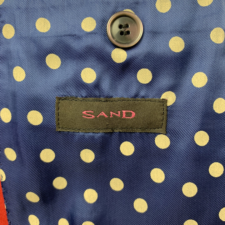 SAND Size 44 Coral Solid Cotton Blend Notch Lapel 36 x 32 Suit