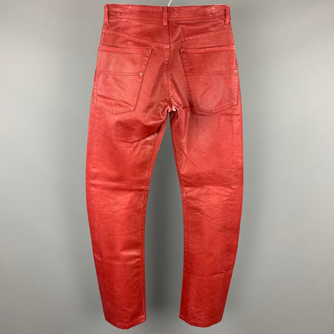 ANDREW MACKENZIE Size 28 Red Coated Denim Zip Fly Jeans