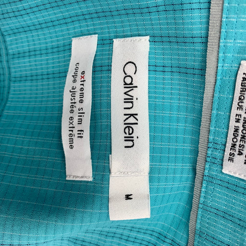 CALVIN KLEIN Size M Aqua Grid Button Up Long Sleeve Shirt