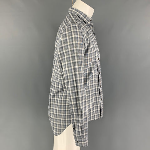 THEORY Size M Grey White Cotton Plaid Cape