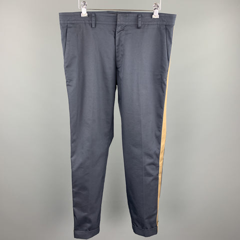 VALENTINO Size 32 Navy Cotton / Polyamide Zip Fly Casual Pants