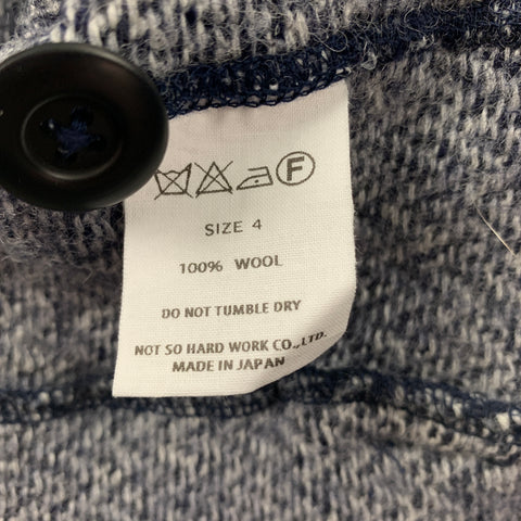 TS (S) Taille L Cardigan boutonné en laine tricotée marine et gris