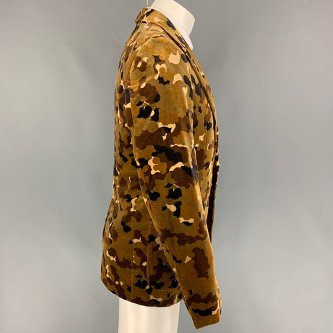 TOM FORD Taille 38 Manteau de sport en velours de coton camouflage marron beige régulier