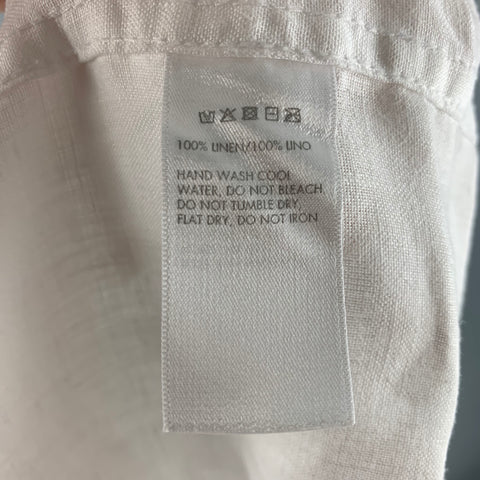 SAKS FIFTH AVENUE Size S White Solid Linen Button Up Long Sleeve Shirt