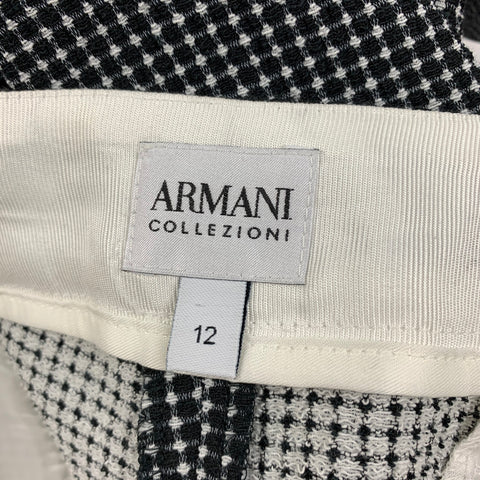 ARMANI COLLEZIONI Size 12 Black & White Cotton Blend Checkered Dress Pants