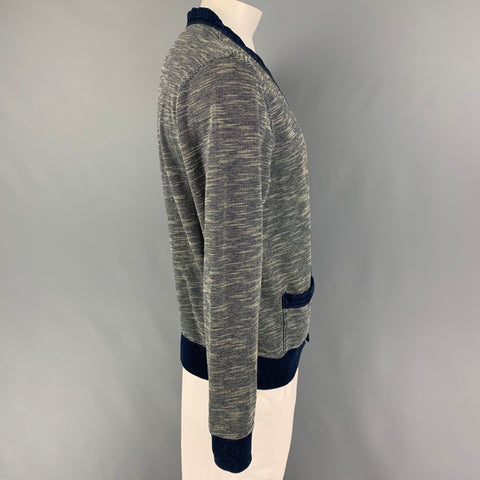 RRL by RALPH LAUREN Size L Indigo Beige Textured Cotton / Polyester Cardigan
