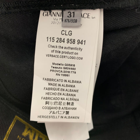 VERSACE COLLECTION Size 31 Black & Gold Studded Cotton Blend Slim Casual Pants