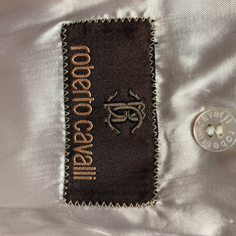 ROBERTO CAVALLI Size 44 Beige Jacquard Cotton Blend Sport Coat