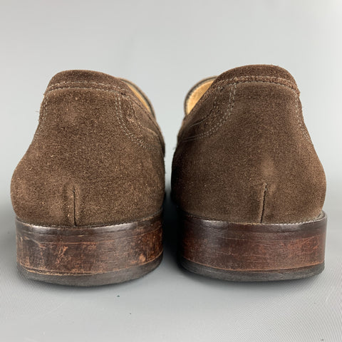 MERCANTI FIORENTINI Size 12 Brown Perforated Suede Wingtip Loafers