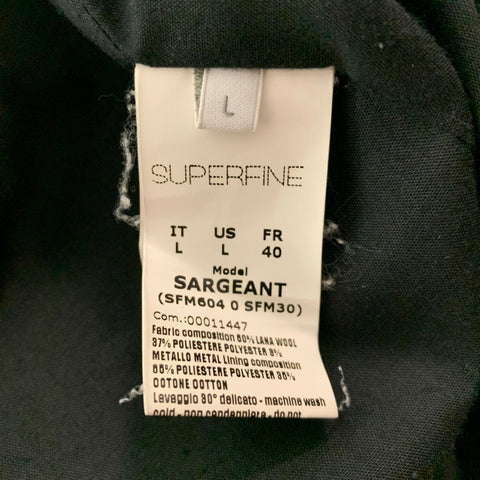 SUPERFINE Taille L Manteau de sport à bouton unique en mélange de polyester noir chatoyant