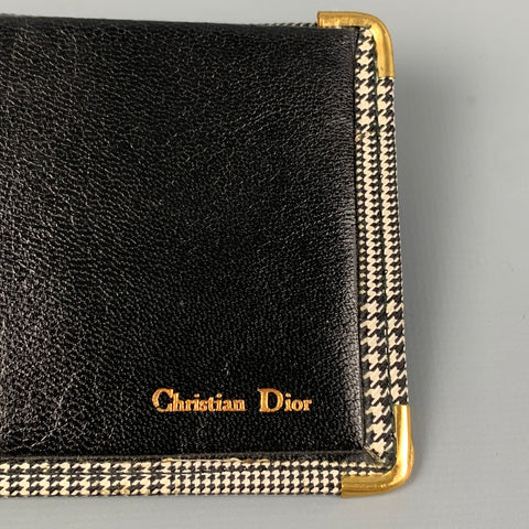 CHRISTIAN DIOR Black White Glenplaid Canvas Bi-Fold Wallet