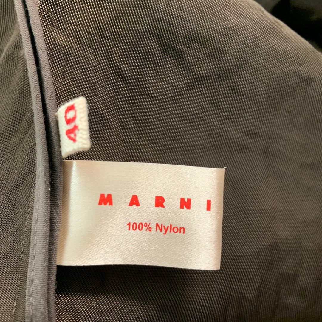 MARNI Size 4 Brown Nylon Open Front Jacket