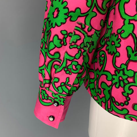 MARC JACOBS Size 6 Pink Silk Print Bow Blouse