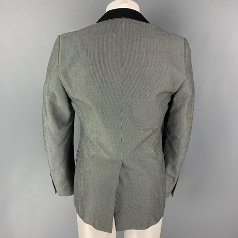 GUCCI Size 40 Black White Stripe Cotton Notch Lapel Sport Coat