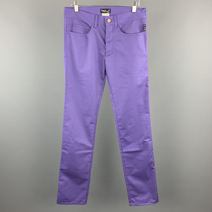 AGNES B. Size 30 Purple Cotton Blend Casual Pants