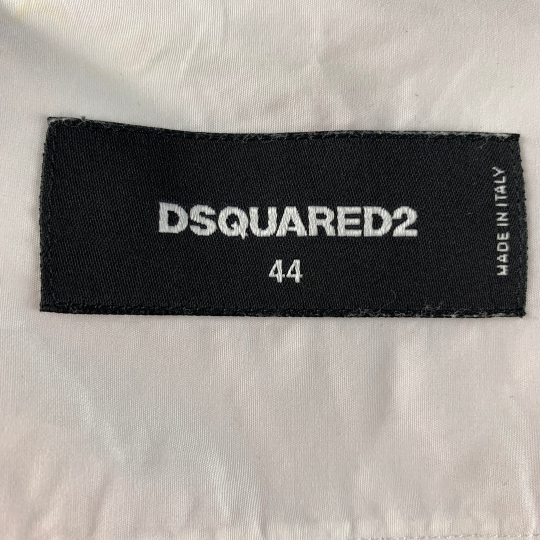 DSQUARED2 Size XS White Solid Cotton Nehru Collar Long Sleeve 