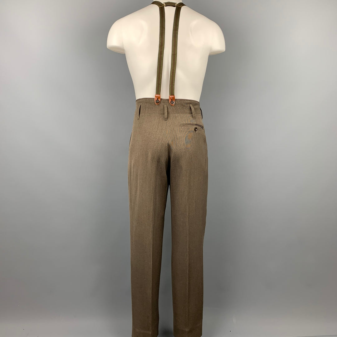 PAUL SMITH Taille 34 Pantalon habillé en laine olive / viscose mélangée