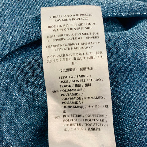GUCCI Size S Blue Polyamide Blend Metallic Back Zip T-Shirt