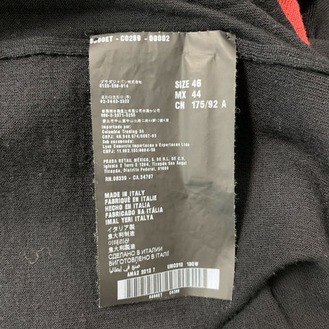 PRADA Size 36 Black Red Color Block Wool V-Neck Cardigan
