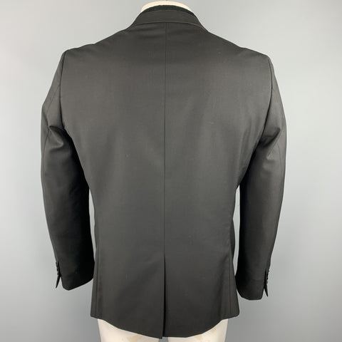BEN SHERMAN Size L Black Solid Polyester Blend Peak Lapel Sport Coat