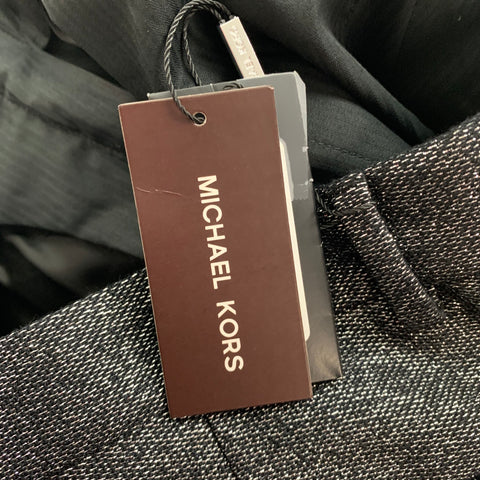 MICHAEL KORS Size 32 Black Silver Metallic Wool Lurex Zip Fly Dress Pants