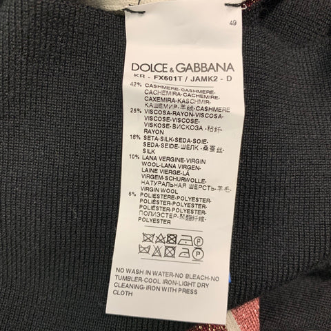 DOLCE & GABBANA Size 8 Multi Color Cashmere Blend Long Sleeve Pullover