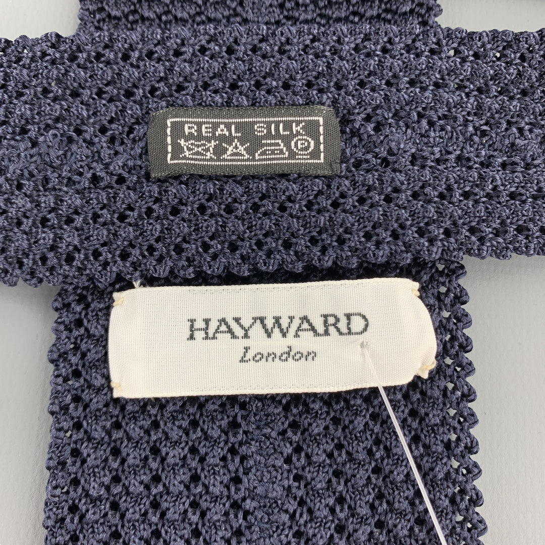 HAYWARD LONDON Dark Navy Silk Textured Knit Tie