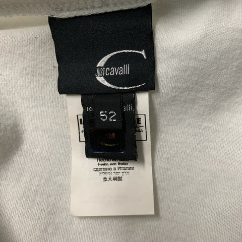 JUST CAVALLI Size L White & Black Graphic Cotton T-shirt