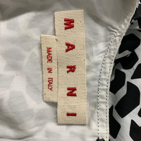 MARNI Size 0 Black White Cotton Tunic Blouse