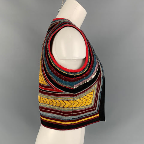 DRIES VAN NOTEN Size S Multi-Color Cotton Embroidered Cropped Vest