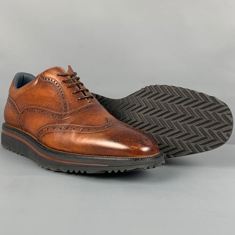 BALLY Size 8.5 Brown Antique Leather Wingtip Lace Up Shoes