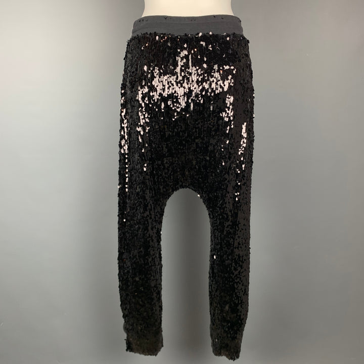 R13 Size M Black Cotton Elastic Waistband Sequin Field Sweatpants