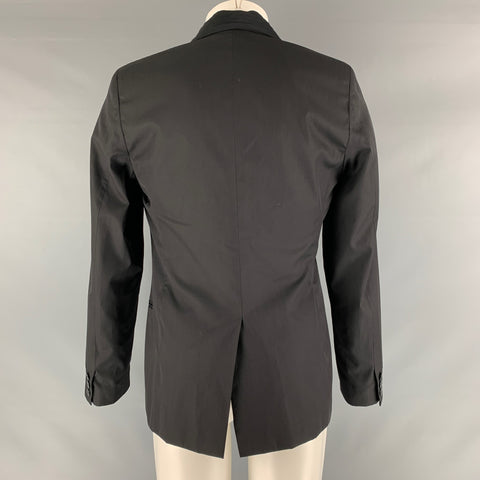 GAULTIER2 JEAN PAUL GAULTIER Talla 38 Abrigo deportivo con cuello chal de seda y lana lisa negro