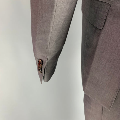 ROYAL HEM Taille 40 Costume à revers cranté en laine mohair gris