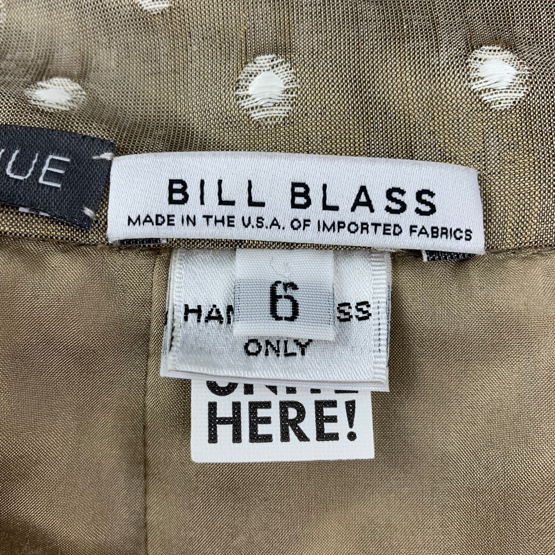 BILL BLASS Size 6 Taupe White Dots Pencil Mid-Calf Skirt