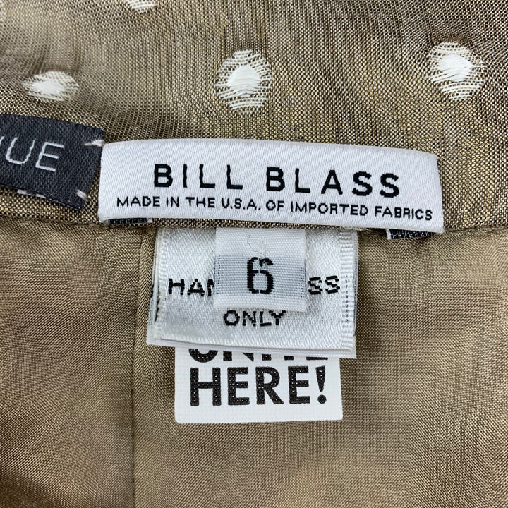 BILL BLASS Size 6 Taupe White Dots Pencil Mid-Calf Skirt
