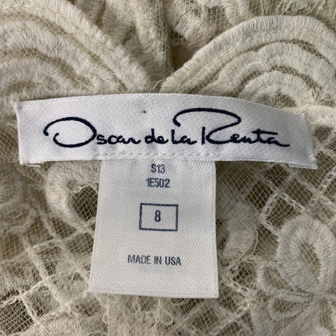 OSCAR DE LA RENTA Blazer transparente de nailon color crema talla 8